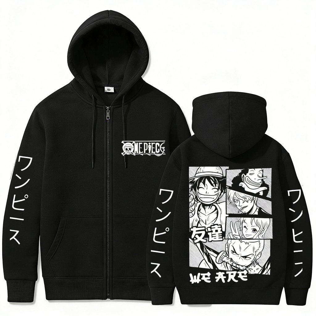 Graphic Hoodie Streetwear - One Piece Anime Hoodie Zip Up