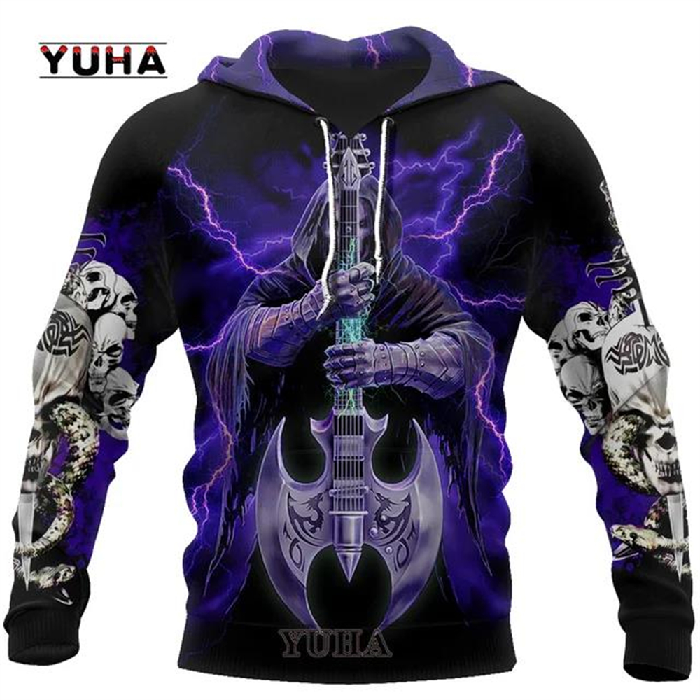 Graphic Hoodie Streetwear - 3D Printed Skull Graphics Men's Hoodie