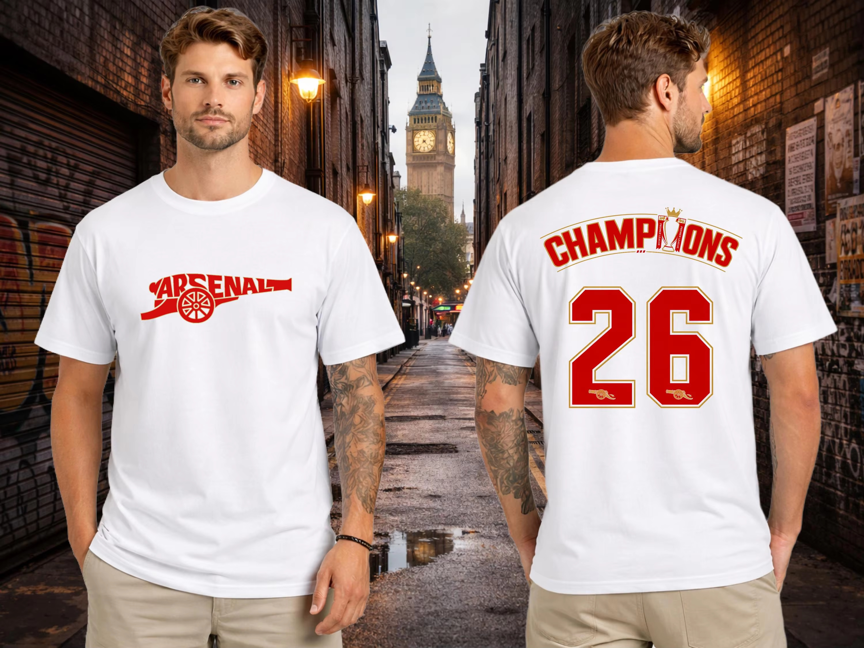 Street Fashion In London - 2026Summer Arsenal Shirt Champions Gunners Cannon