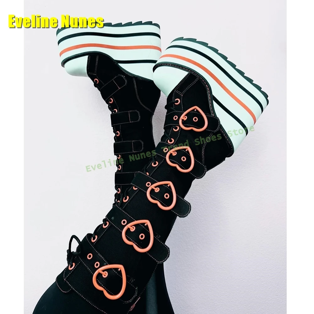 Heart Shaped Buckle Platform B - Street Fashion Trends 2025 리뷰 및 가격