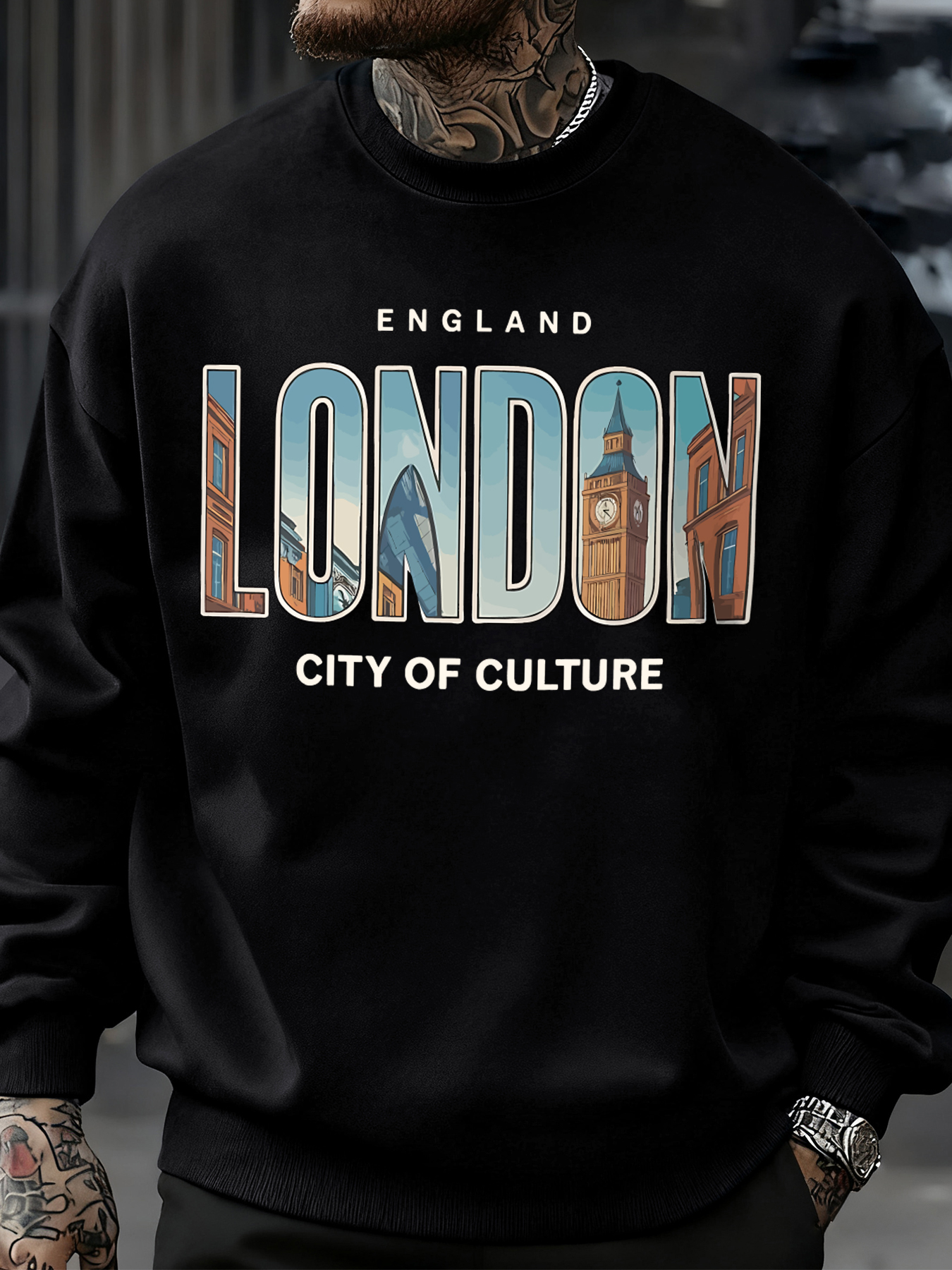 London City Pattern Sweatshirt - Street Fashion In London 리뷰 및 가격