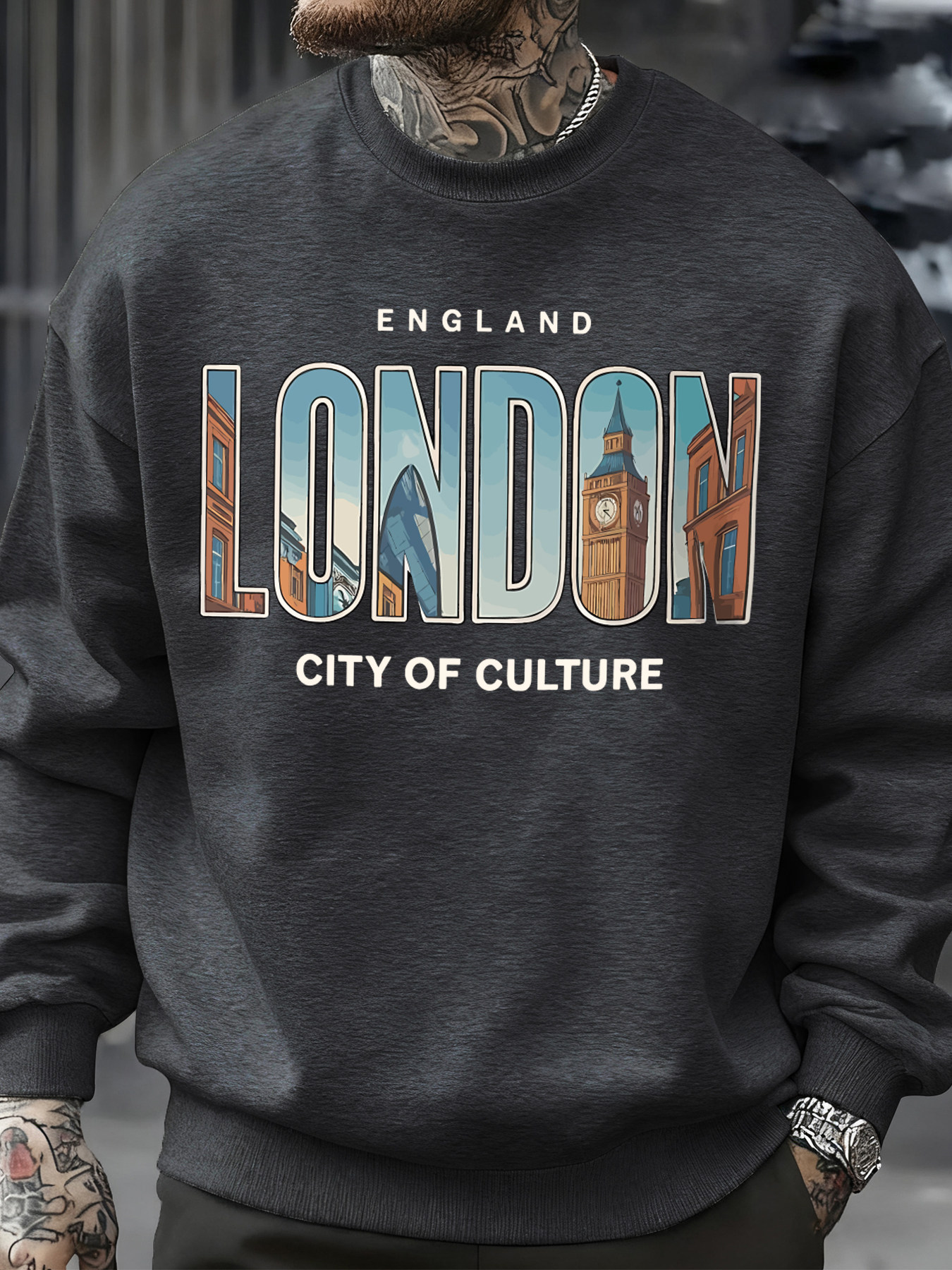 London City Pattern Sweatshirt - Street Fashion In London 리뷰 및 가격