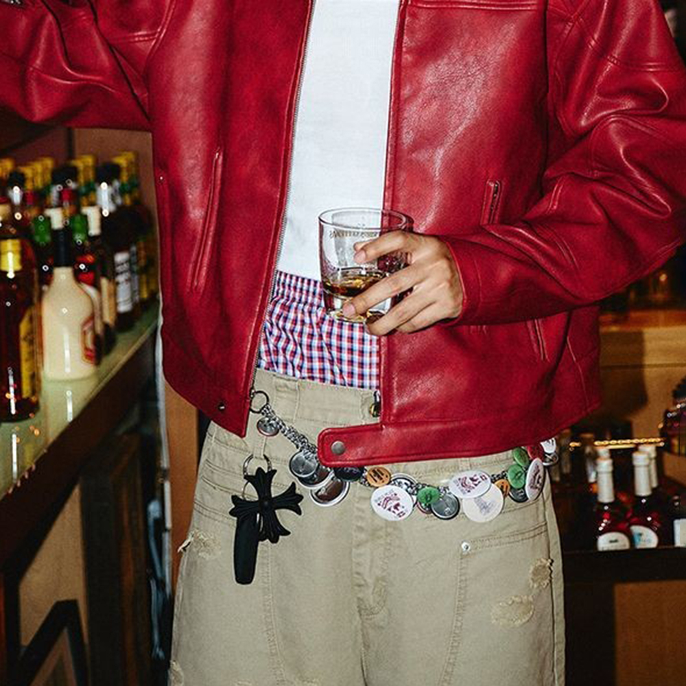 Men's Red Long-Sleeved  Leathe - Street Fashion Trends 2026 리뷰 및 가격