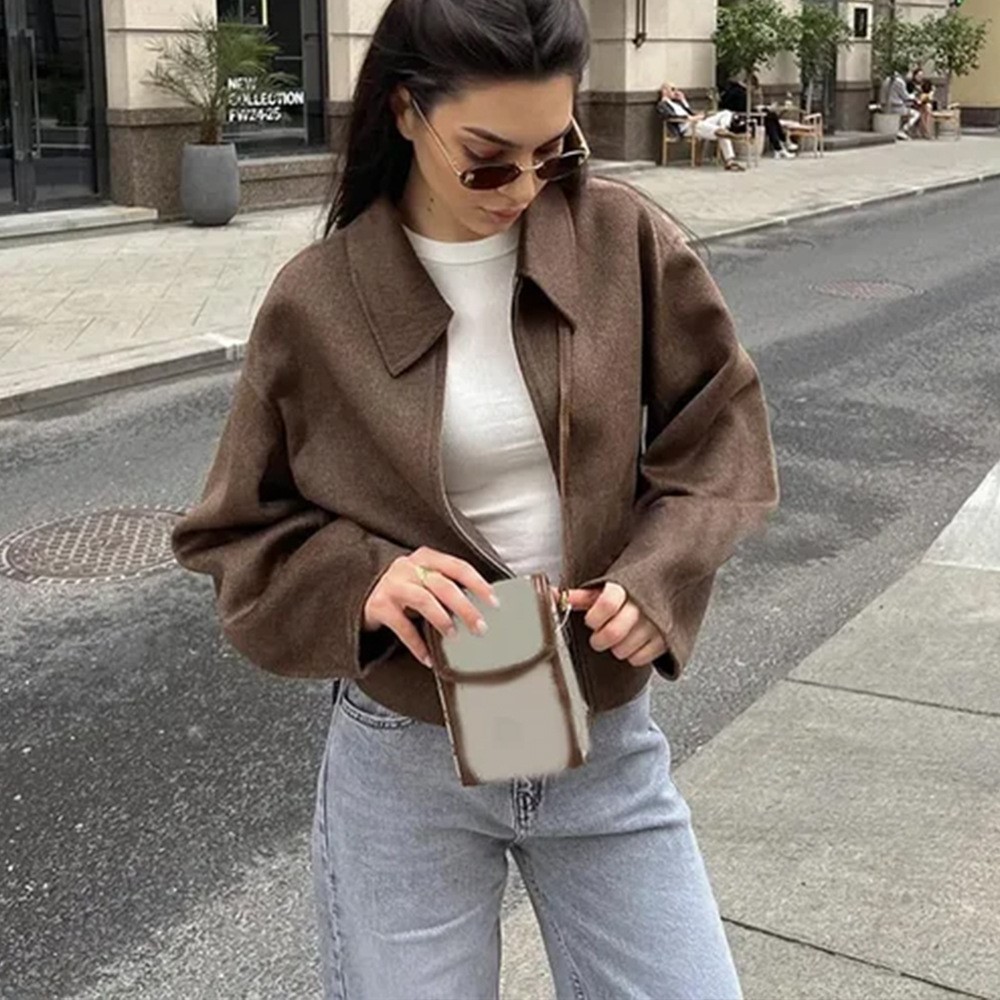 Vintage Solid Brown Turndown C - Street Fashion Shanghai 리뷰 및 가격