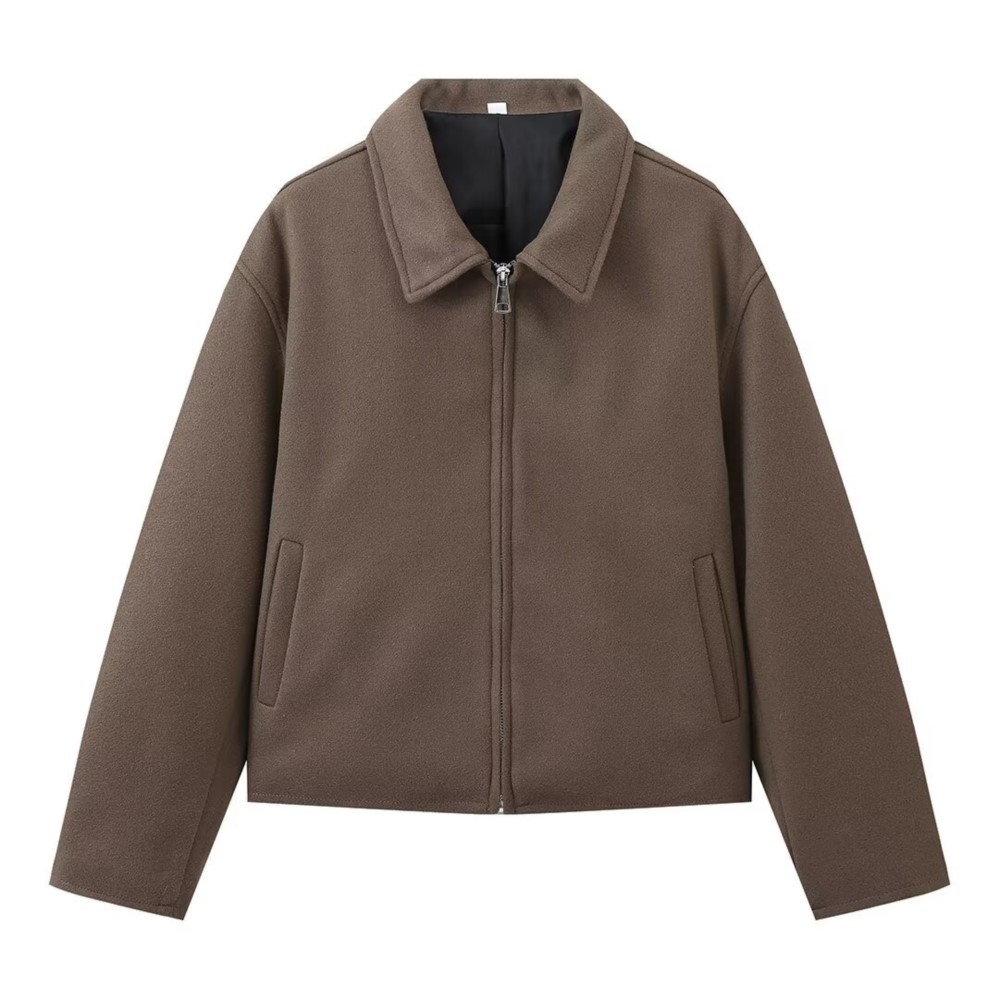 Vintage Solid Brown Turndown C - Street Fashion Shanghai 리뷰 및 가격