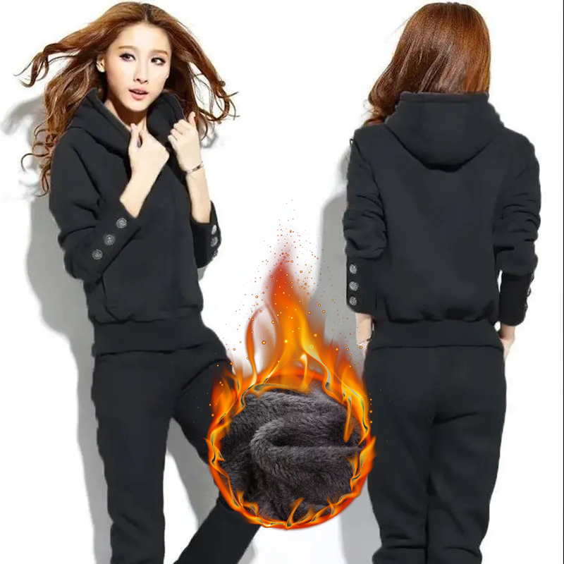 Winter 2 Pieces Sets Hooded Pl - Street Fashion Korean 리뷰 및 가격
