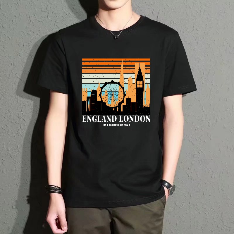 Men's Black Round-Neck Short-S - Street Fashion In London 리뷰 및 가격