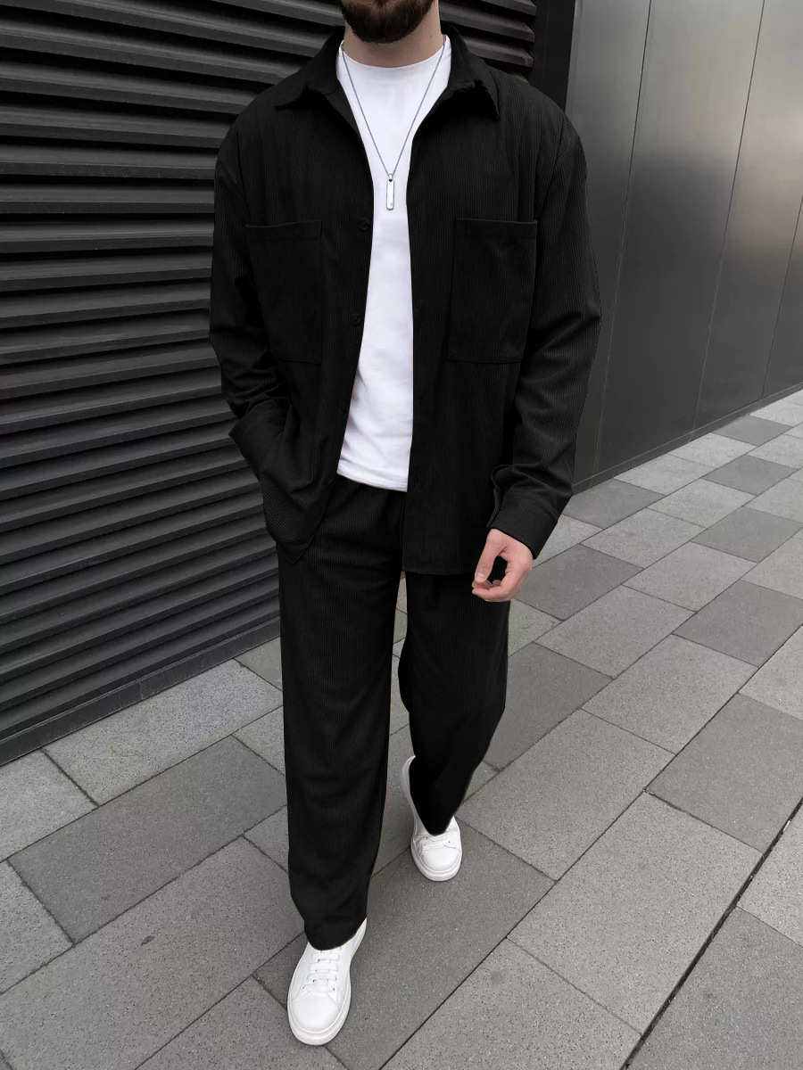 Men's corduroy two-piece outfi - Street Fashion China 리뷰 및 가격