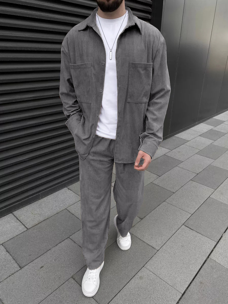 Men's corduroy two-piece outfi - Street Fashion China 리뷰 및 가격