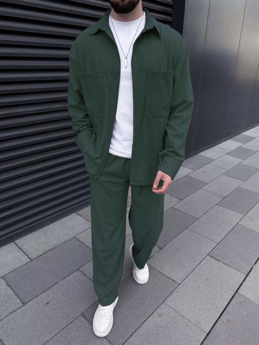Men's corduroy two-piece outfi - Street Fashion China 리뷰 및 가격