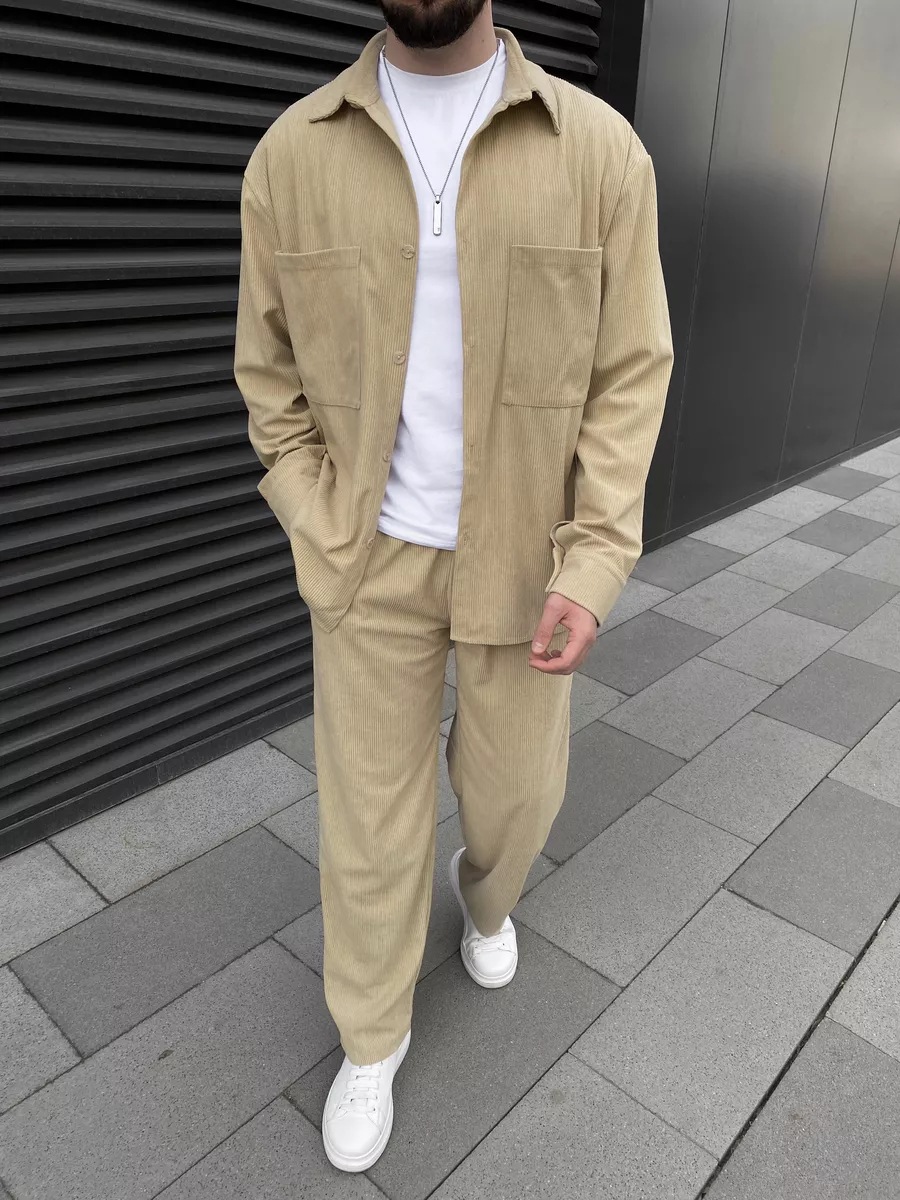 Men's corduroy two-piece outfi - Street Fashion China 리뷰 및 가격
