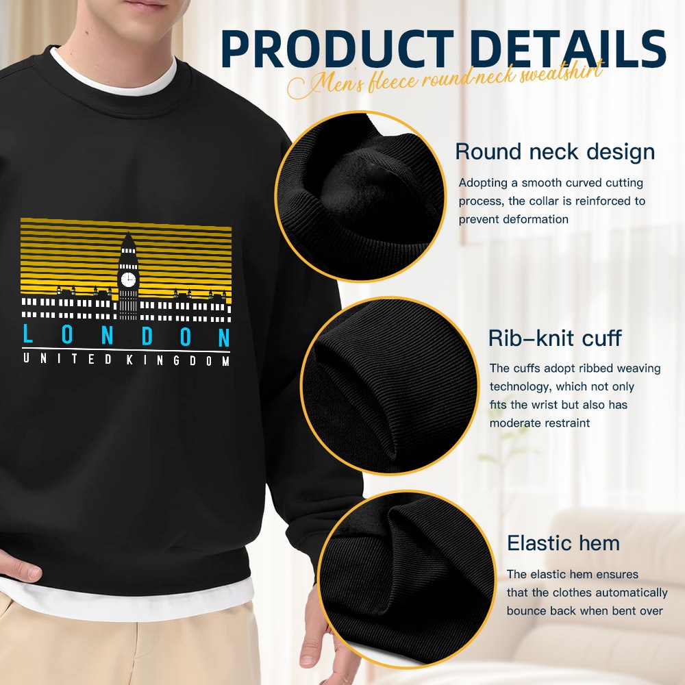 Men's Black Crew Neck Loose Sw - Street Fashion In London 리뷰 및 가격