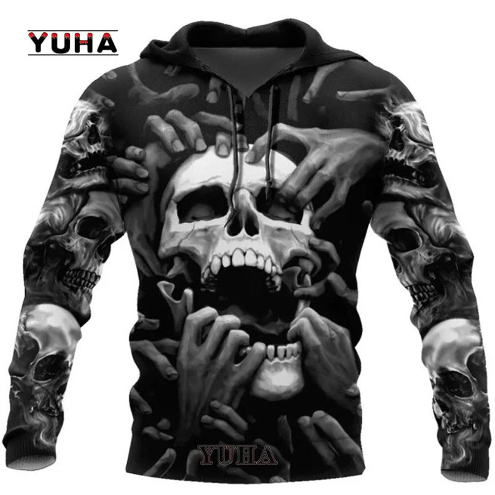 3D Printed Skull Graphics Men' - Graphic Hoodie Streetwear 리뷰 및 가격