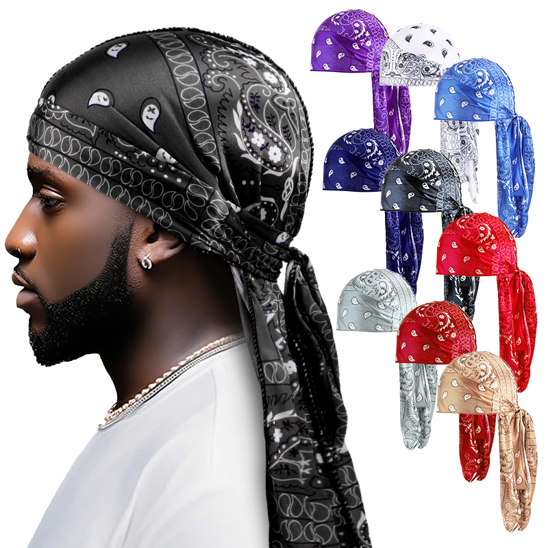 Amoeba Print Silky Durag Banda - Street Fashion Hijab 리뷰 및 가격