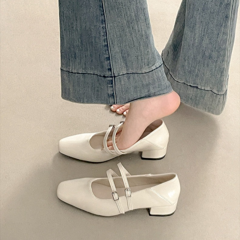 Square Toe Low Heel Women Silv - Street Fashion Lady 리뷰 및 가격