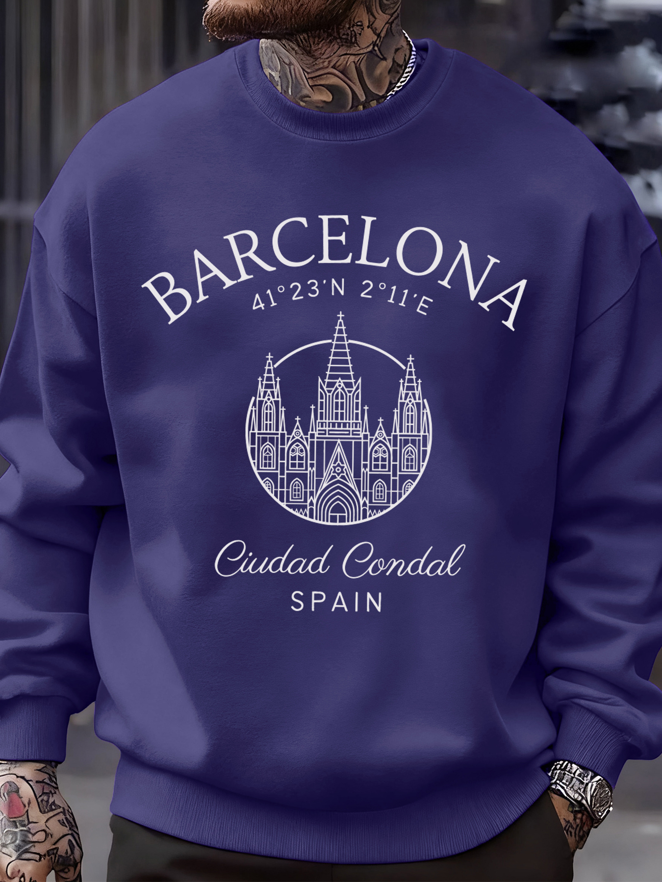 Barcelona Cprint Autumn Men Sw - Street Fashion Barcelona 리뷰 및 가격