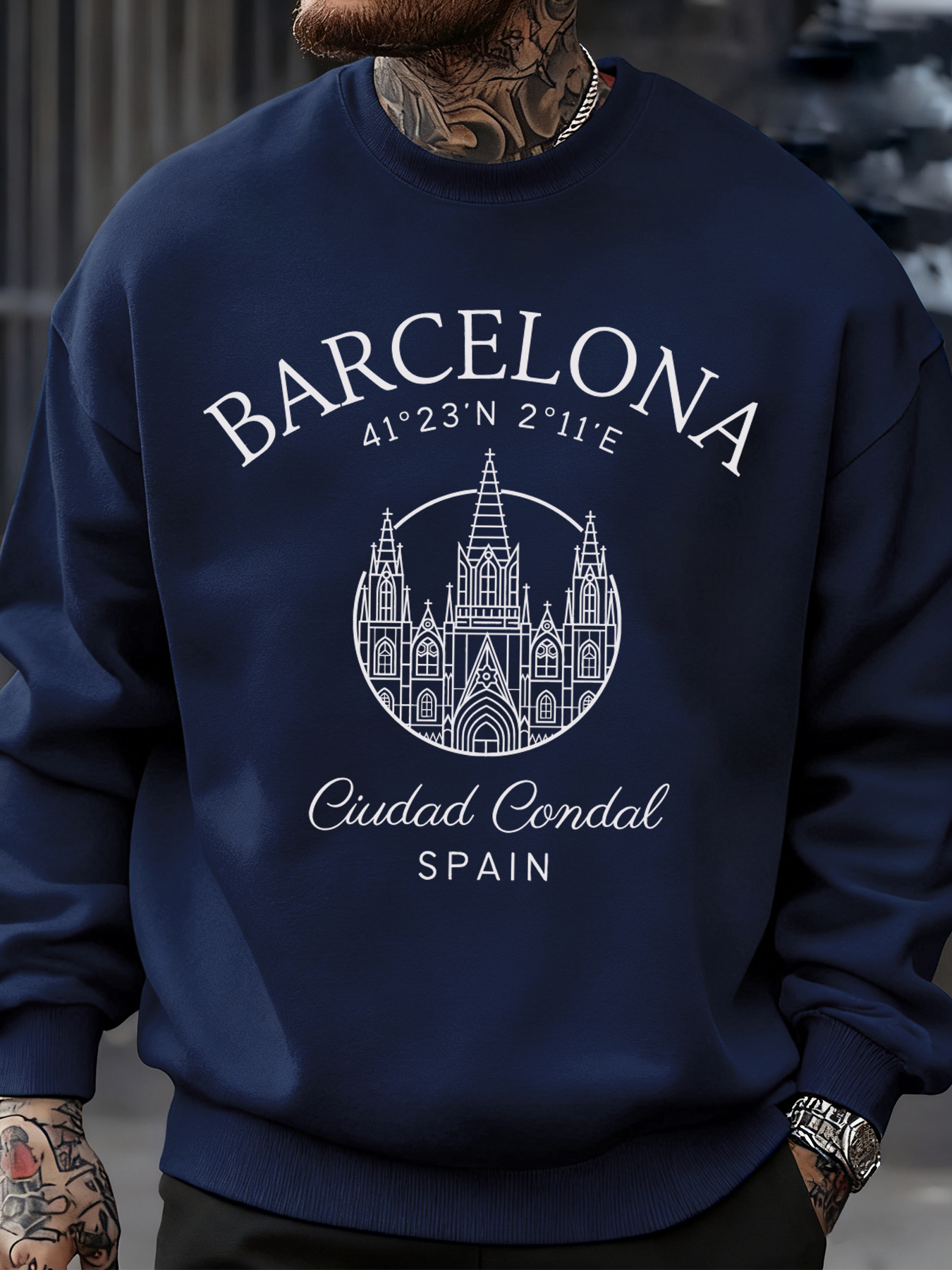 Barcelona Cprint Autumn Men Sw - Street Fashion Barcelona 리뷰 및 가격