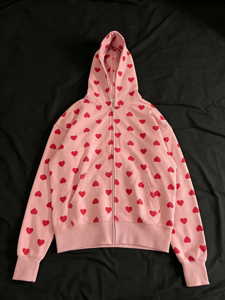 Cute All Over Heart Graphic Zi - Graphic Hoodie Streetwear 리뷰 및 가격