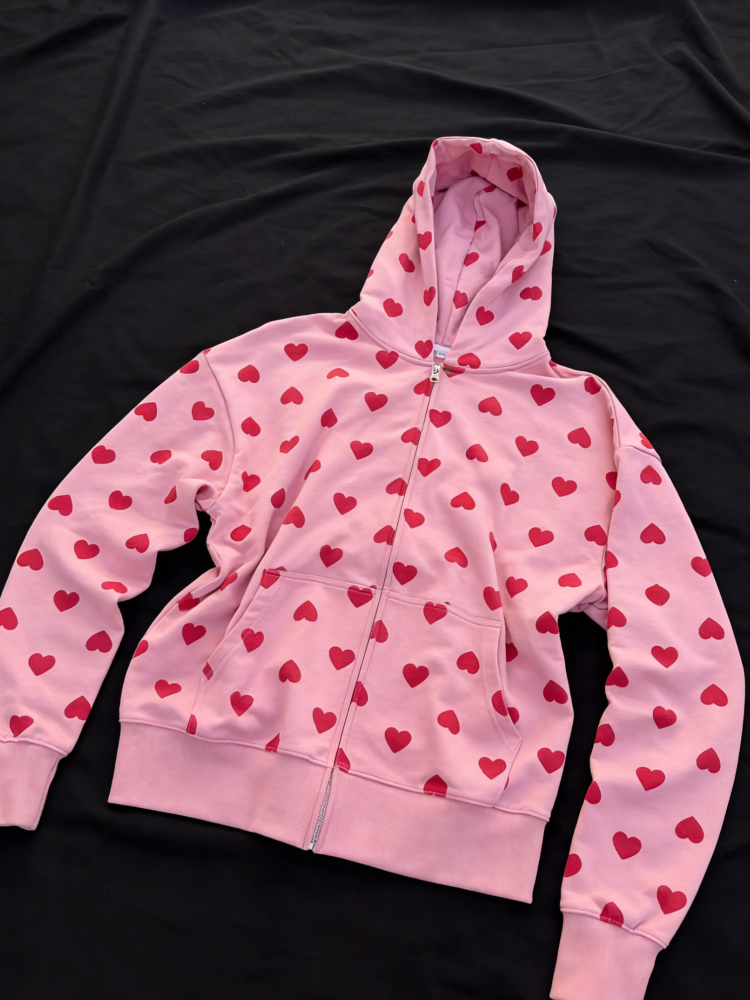 Cute All Over Heart Graphic Zi - Graphic Hoodie Streetwear 리뷰 및 가격
