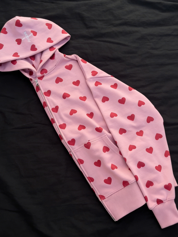 Cute All Over Heart Graphic Zi - Graphic Hoodie Streetwear 리뷰 및 가격
